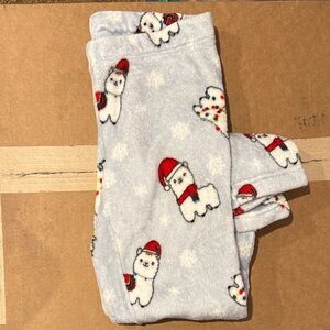 Cozy Fleece PJ Pants Christmas Llama Print